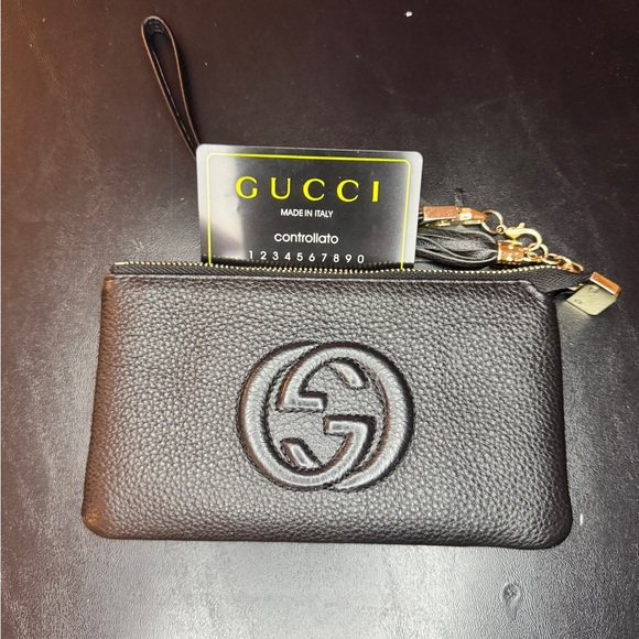 Gucci Handbags - Gucci Soho Leather Wristlet in Black-LIKE NEW